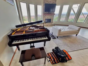 Tuning a Bergmann grand piano in Placitas, NM.