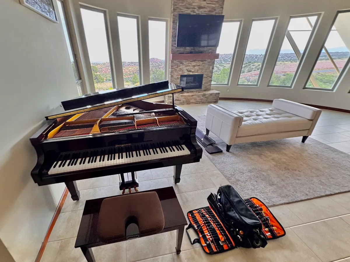 Tuning a Bergmann grand piano in Placitas, NM.